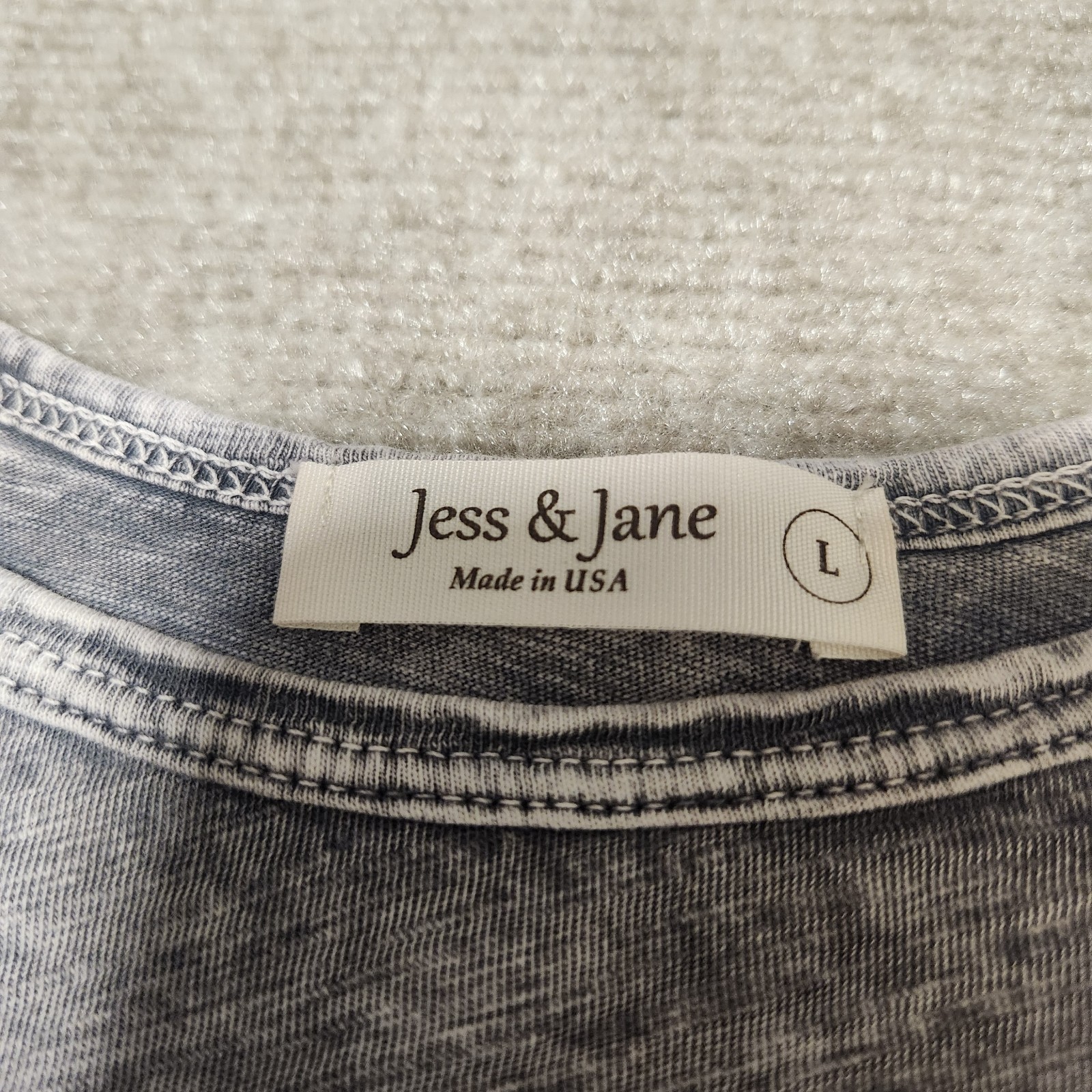 Jess & Jane Top Womens Large Grey Mineral Wash Fall Cotton Floral Tunic Boho