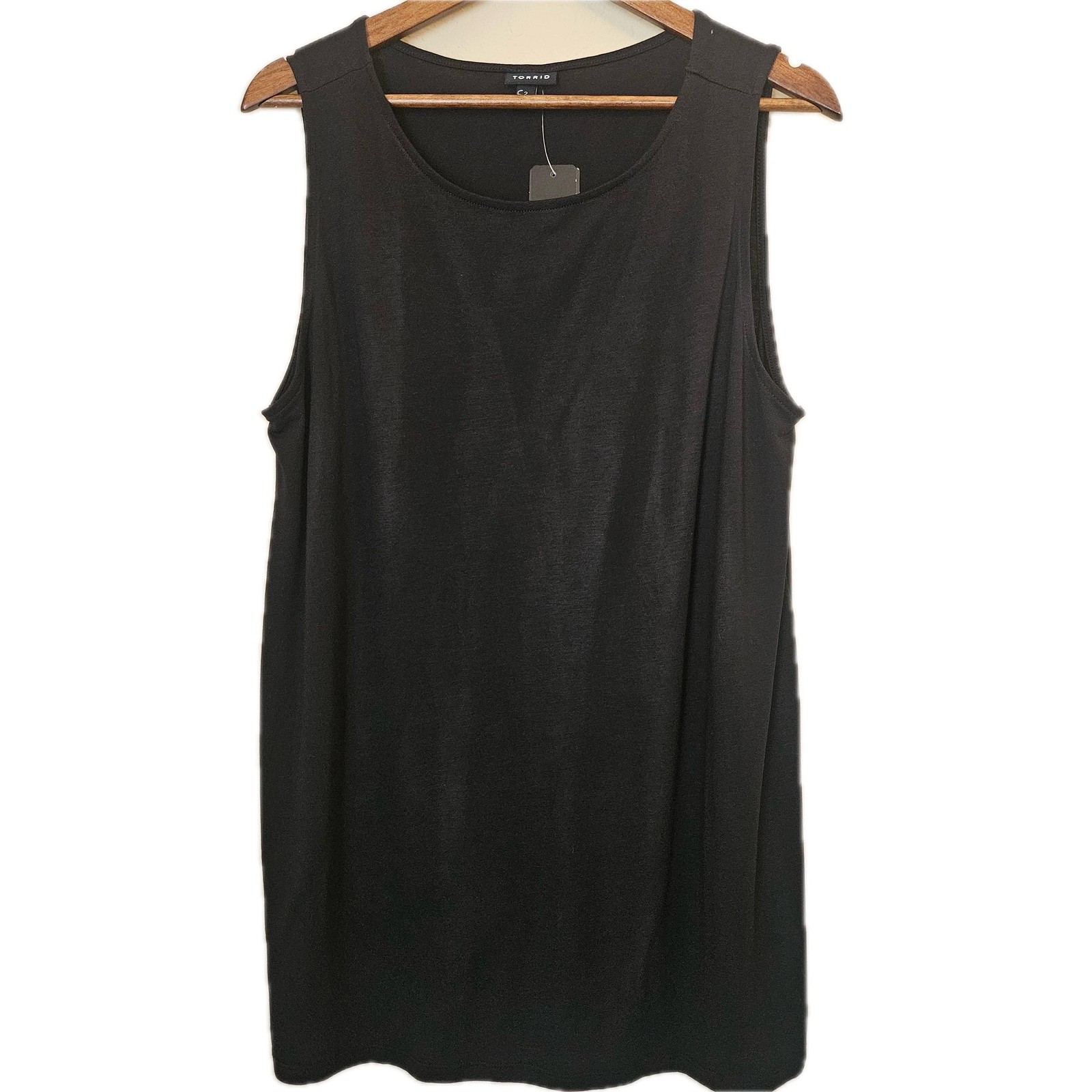 Torrid Tank Womens 2X Black Tunic High Neck Jersey Modal Polyester Spandex