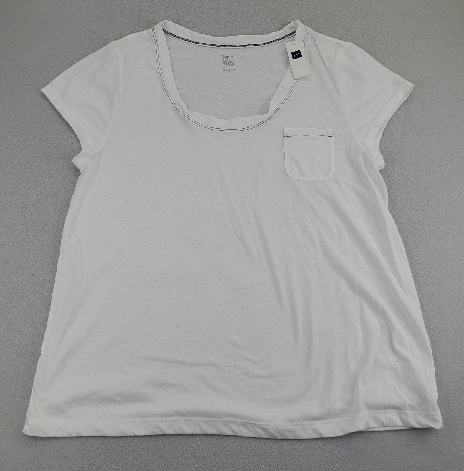 Gap Shirt Womens XXL White Sheer Scoop Neck Pocket Lightweight Flowy Sheer NWT