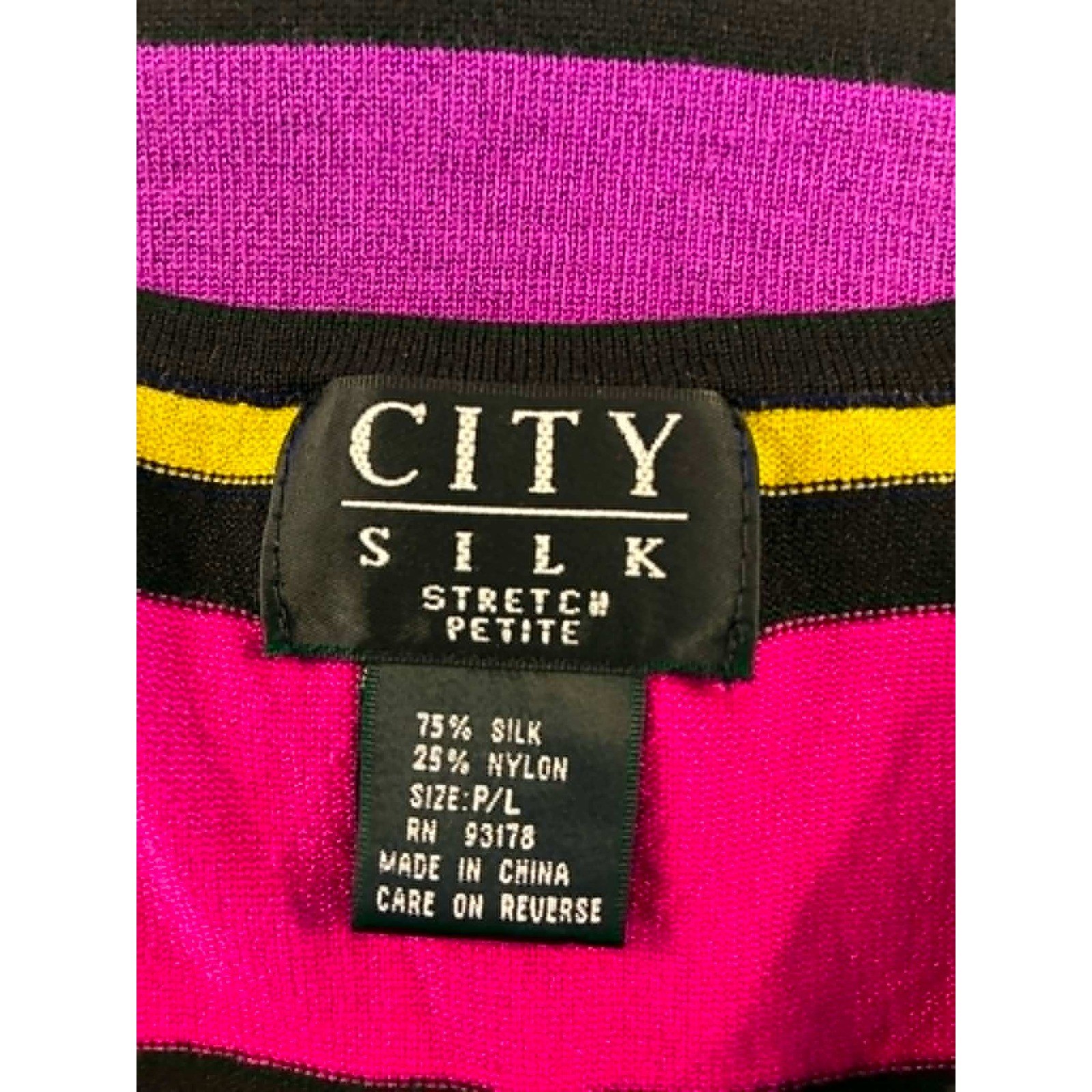 City Silk Striped Tank Top Womens P/L Pink Yellow Excellent Knit Sleeveless