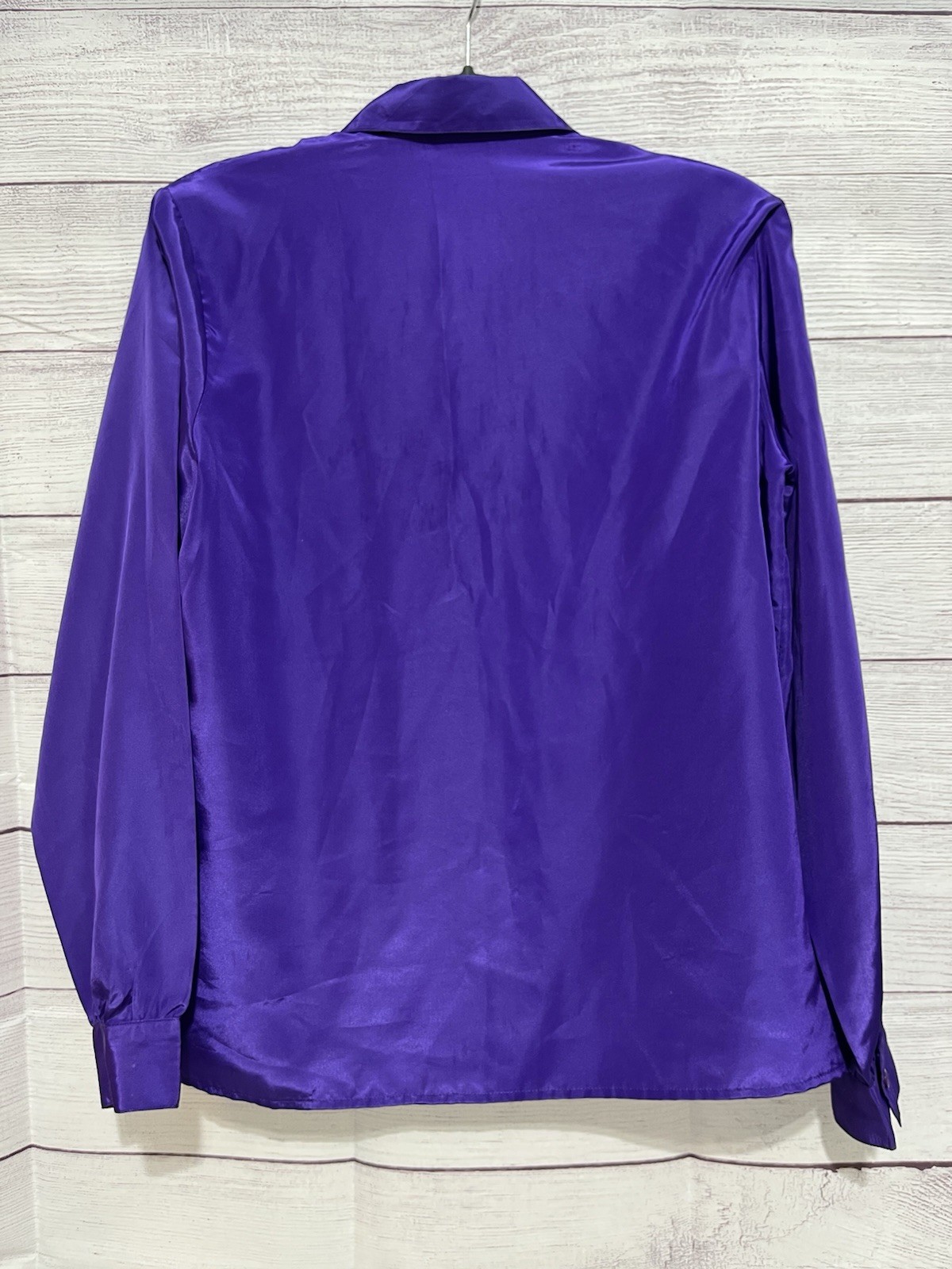 AVON Fashions Vintage Button Down Long Sleeved Purple Blouse 11 12 Large
