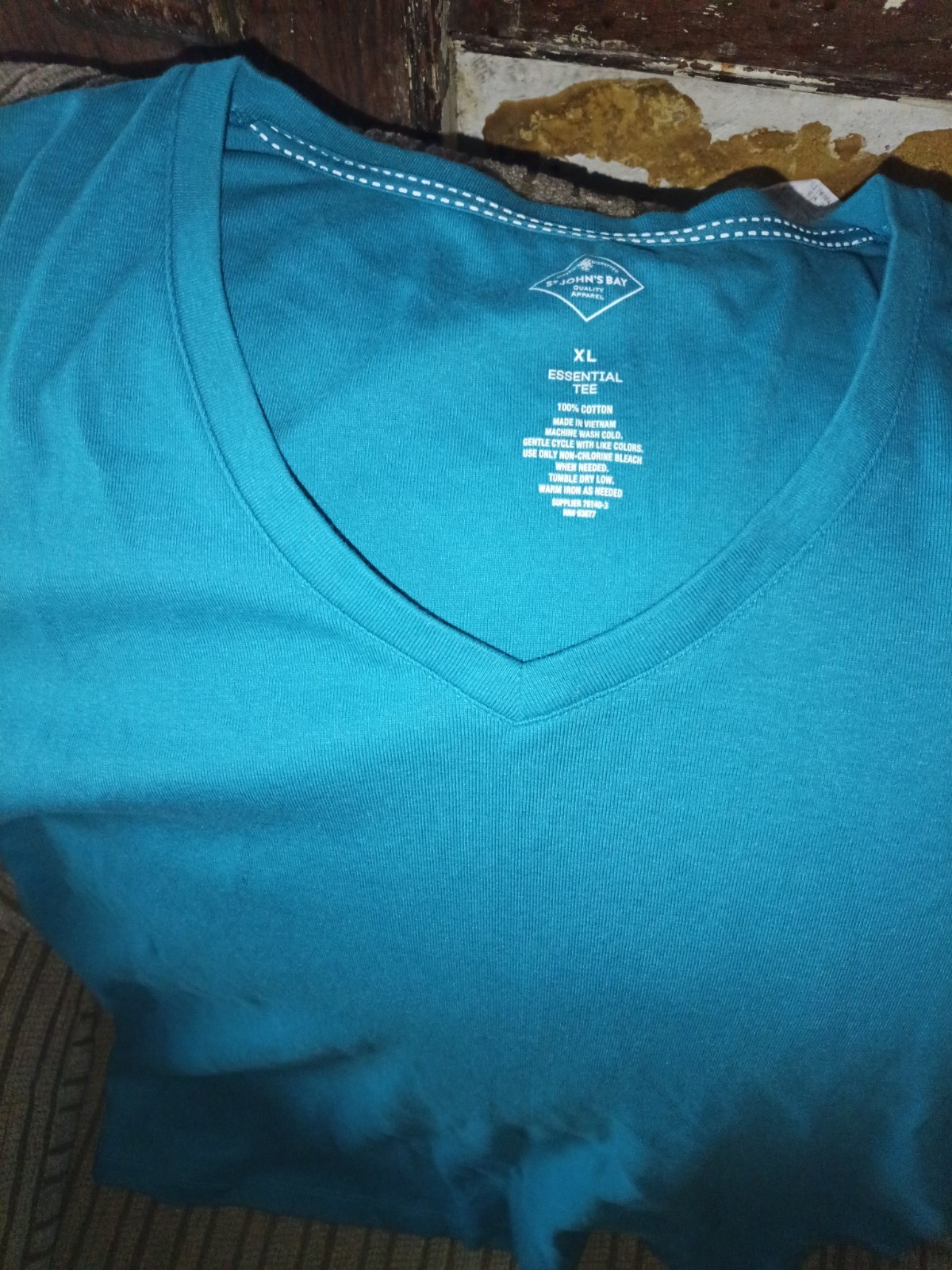 turquoise St John Bay tunic blouse features three-quarter length sleeves XL