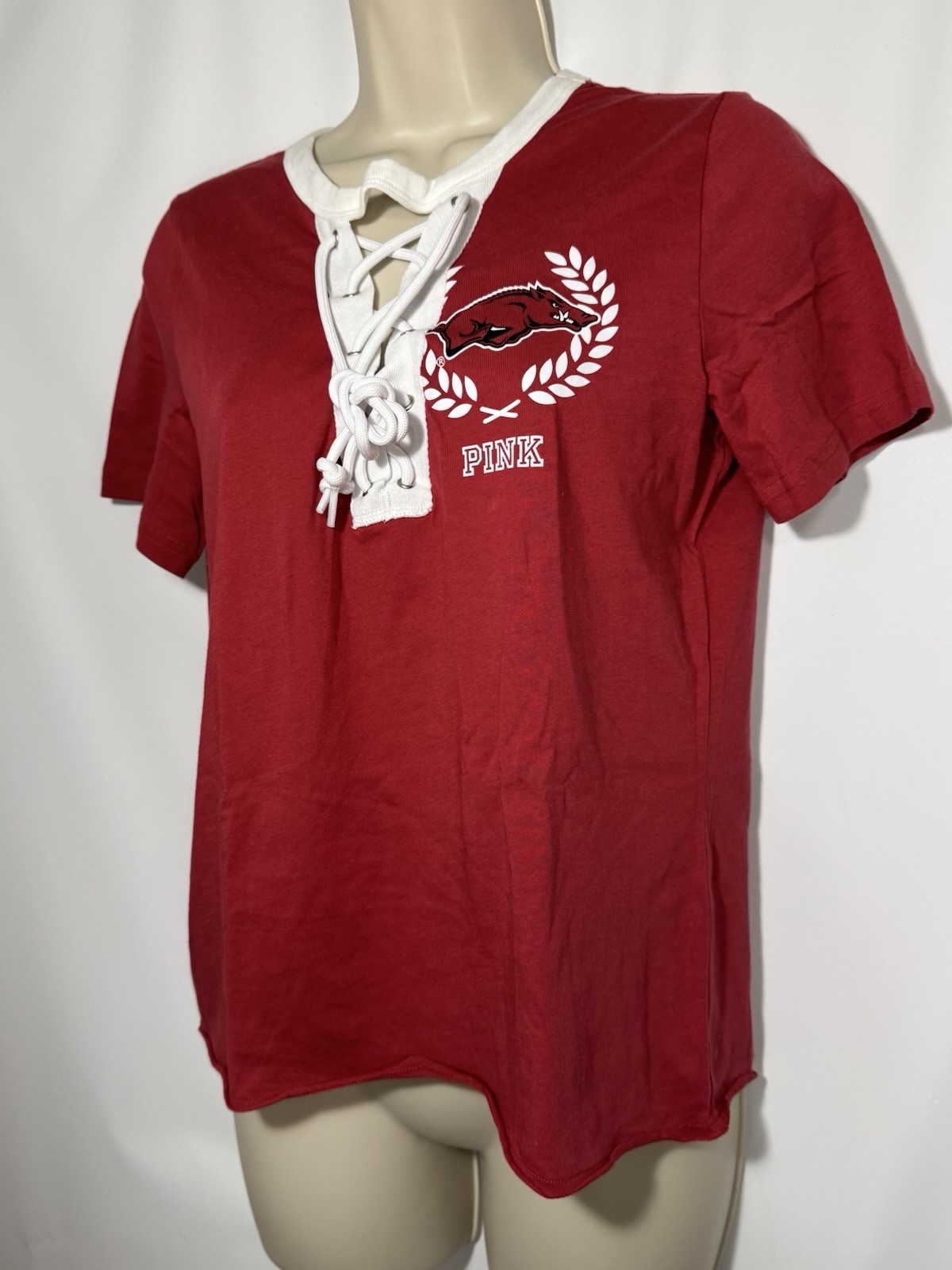 Victoria Secret Women’s Crossed String Lace Up Top Razorback Small Cardinal Red
