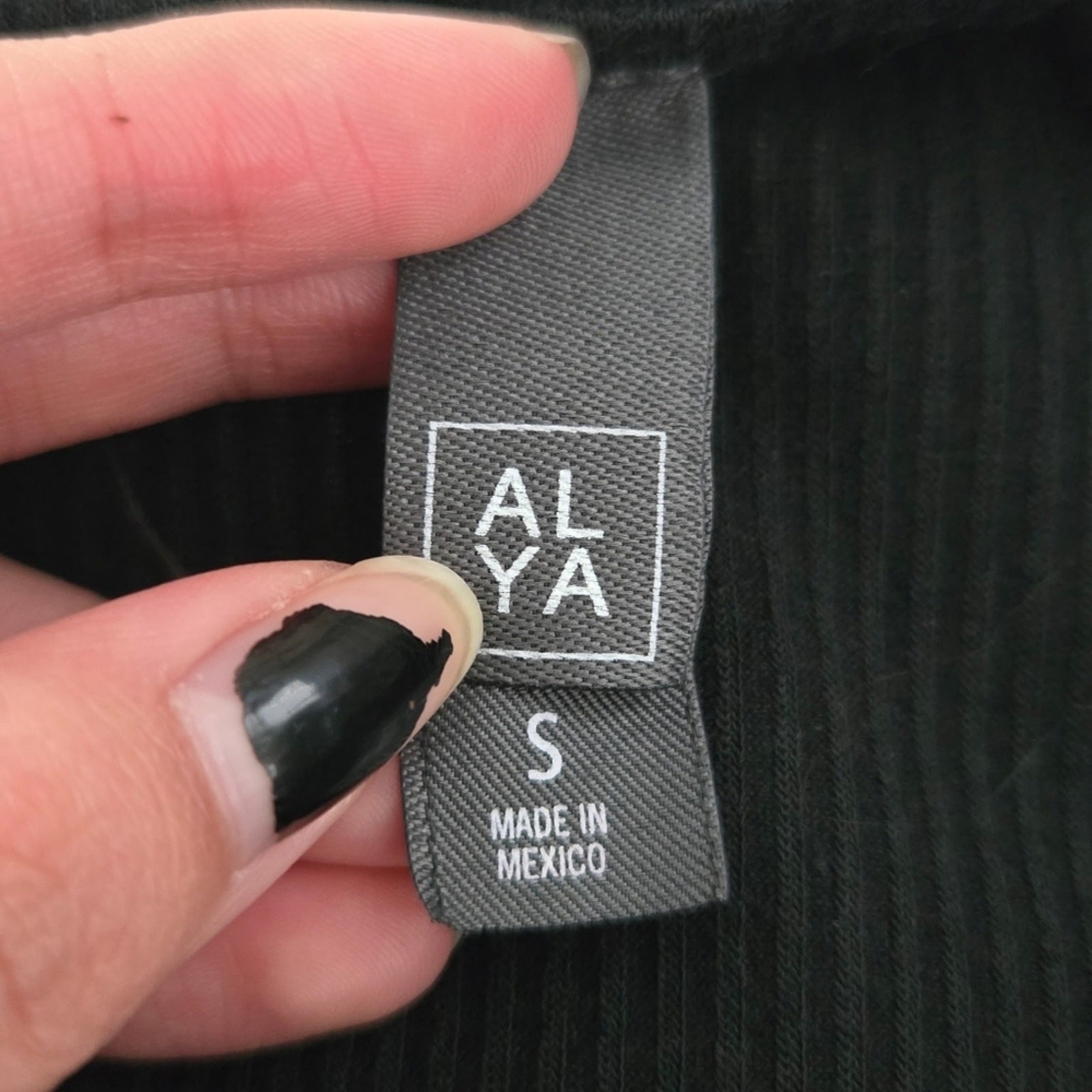 Alya Black Ribbed Bodysuit. Size Small. New without tags.