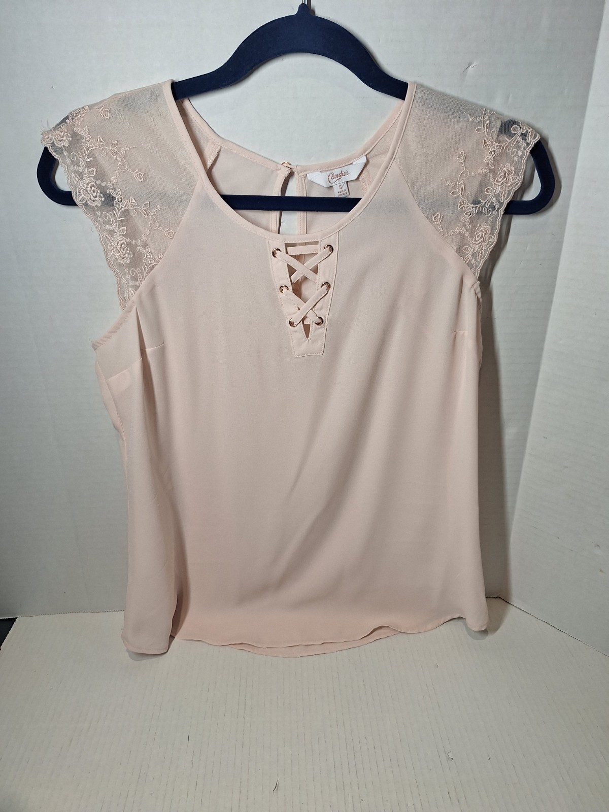 Candies Top Blouse Woman’s Small Pink Sleevless Polyester