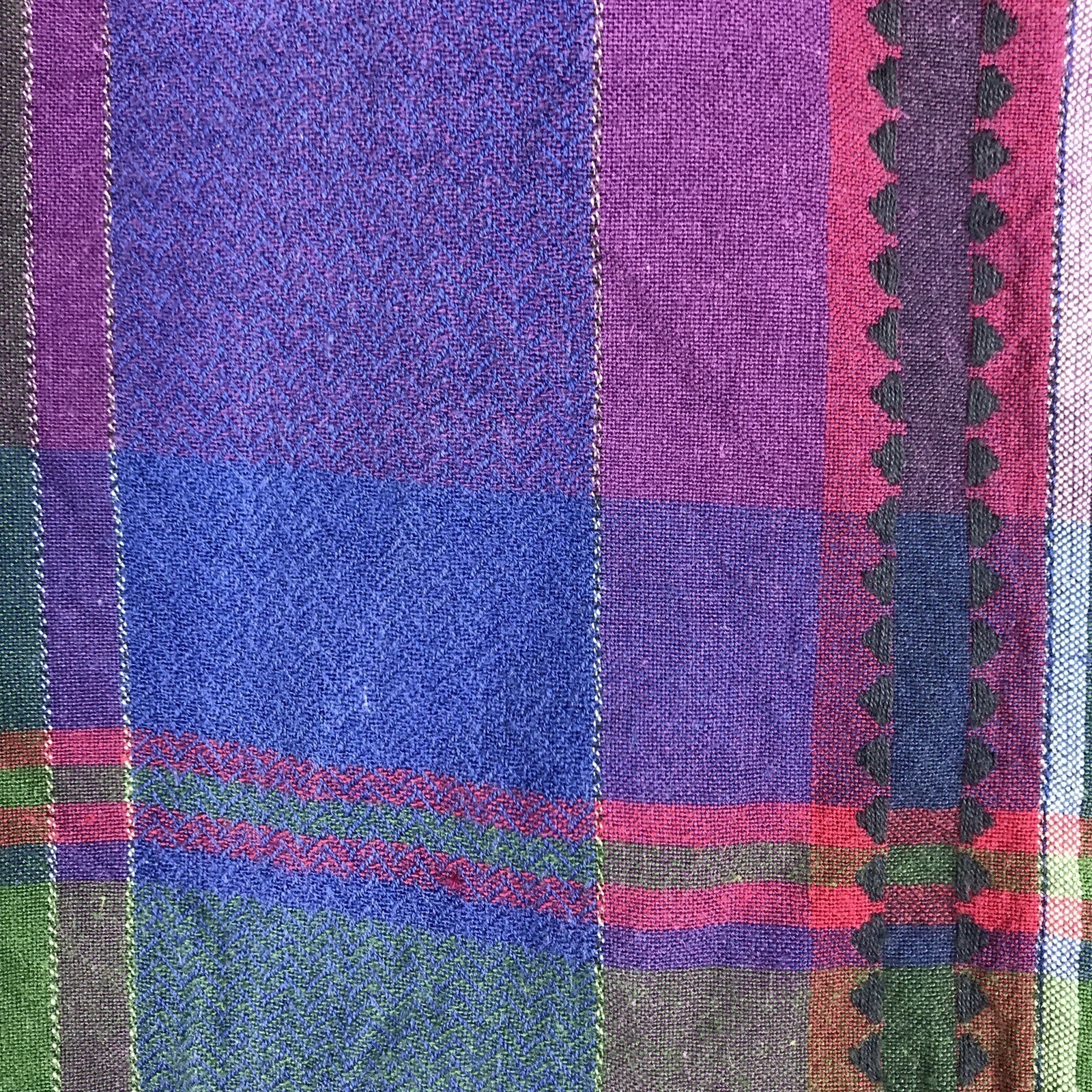 Cabin Creek Plaid Button Up Purple Blue Green Red Colorful 80s 90s Womens Large