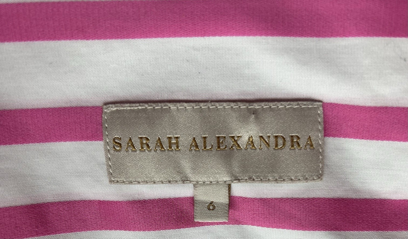 Sarah Alexandra Signature Pretty In Pink Striped Shirt Button Up Cotton Size 6