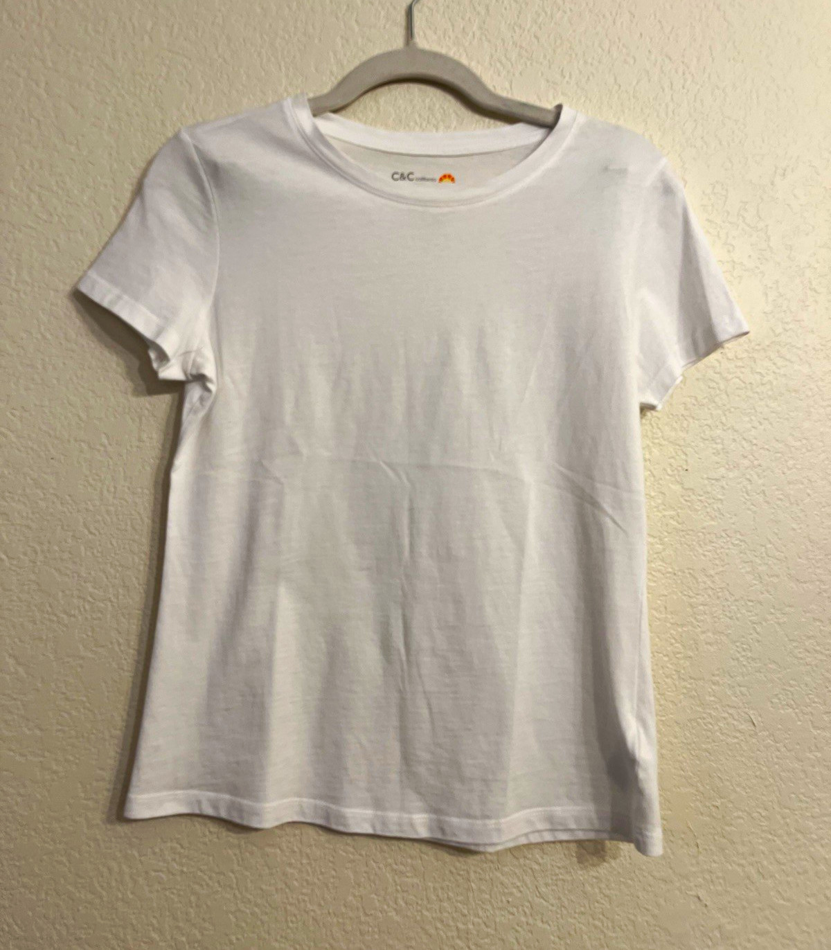 C&C California Women’s White Solid 100% Organic Cotton Crew Neck Tee XS