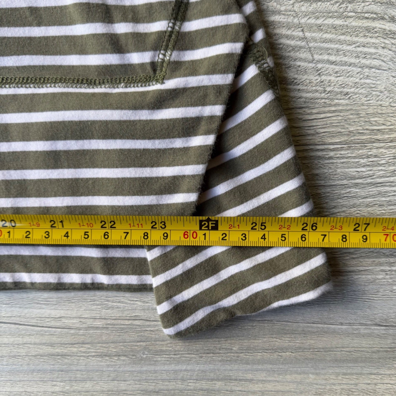 Neon Buddha Striped Cotton Top Olive Green Waffle Knit Sleeve L Gorpcore Granny