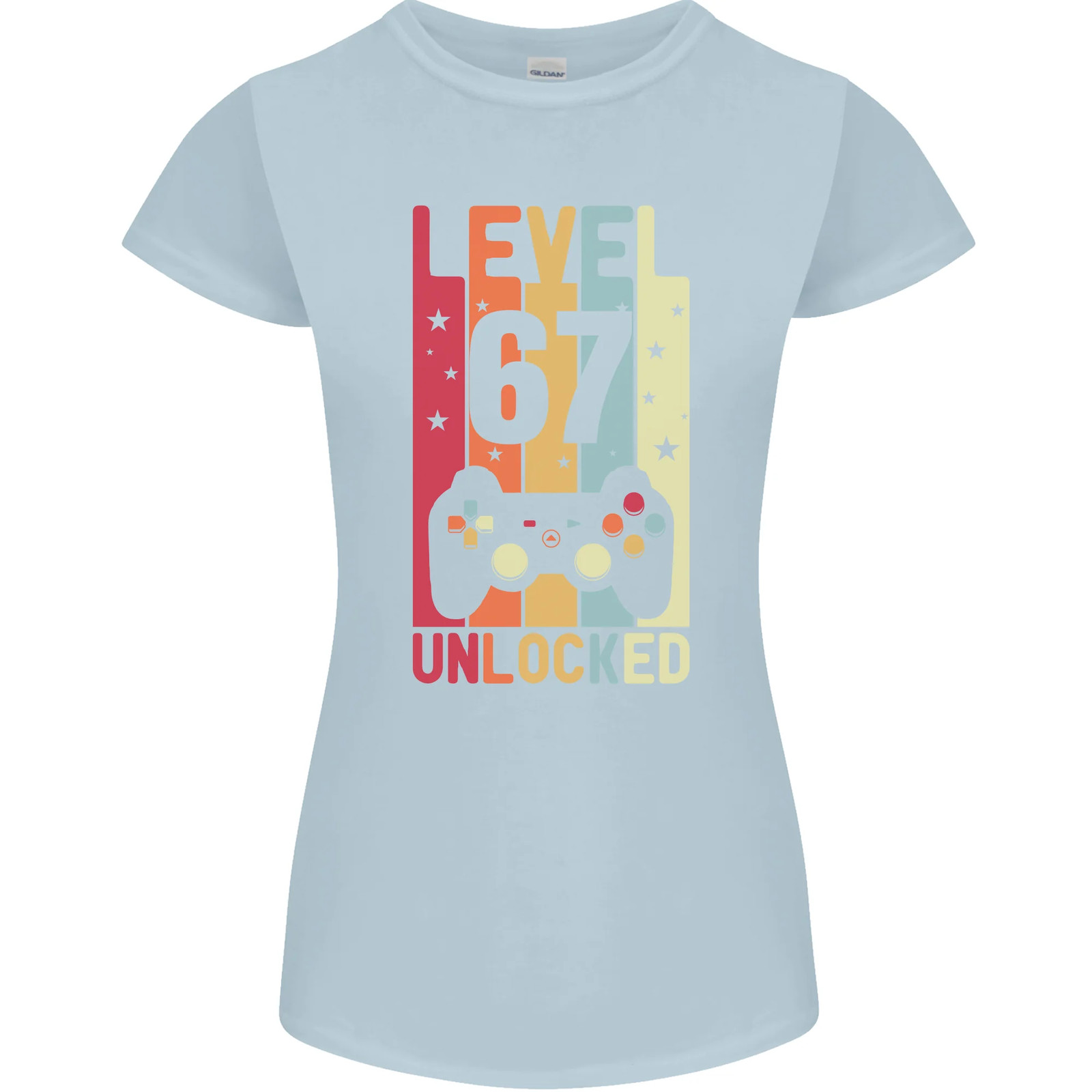 67th Birthday 67 Year Old Level Up Gamming Womens Petite Cut T-Shirt