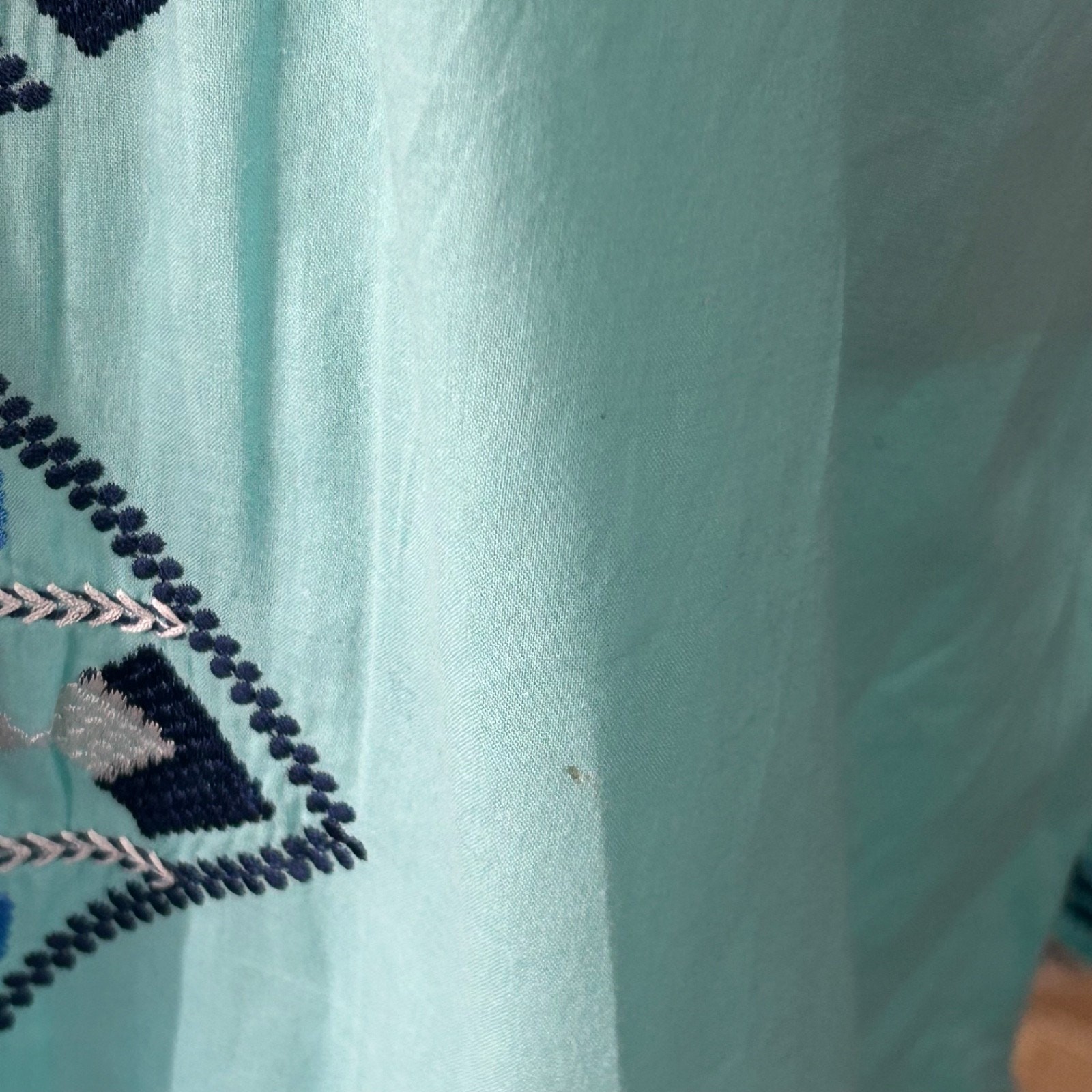 Mud Pie Beach To Bar Tunic L Turquoise Aztec Embroidered Cover Up Boho