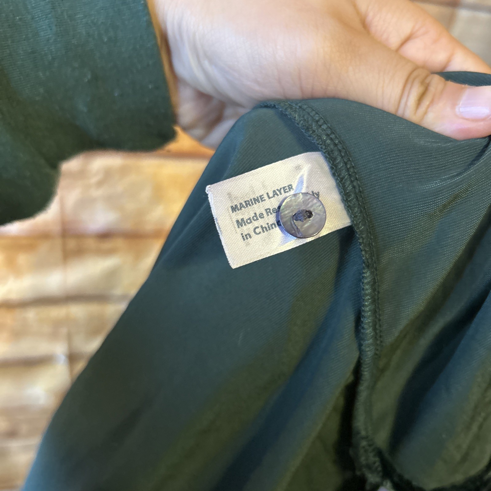 Marine Layer Bella Velvet Button Down In Dark Green Size L