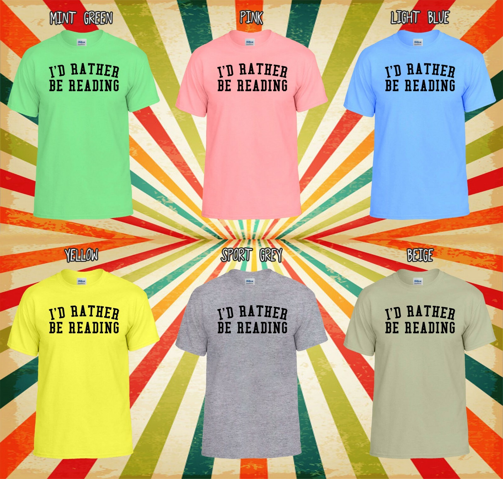 I’d Rather Be Reading Cool Retro Men Women Vest Tank Top Unisex T Shirt 2461