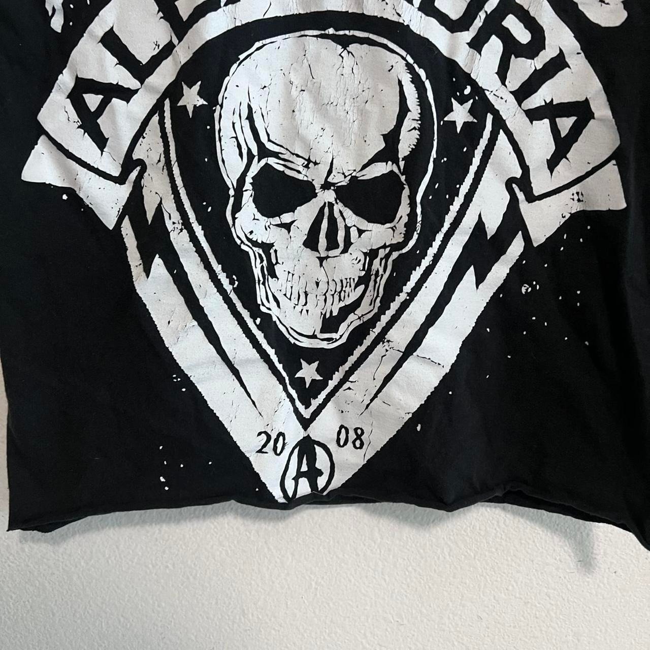 Asking Alexandria Post Hardcore Emo Goth Band T Shirt Cropped Sz Small 2008 Y2K