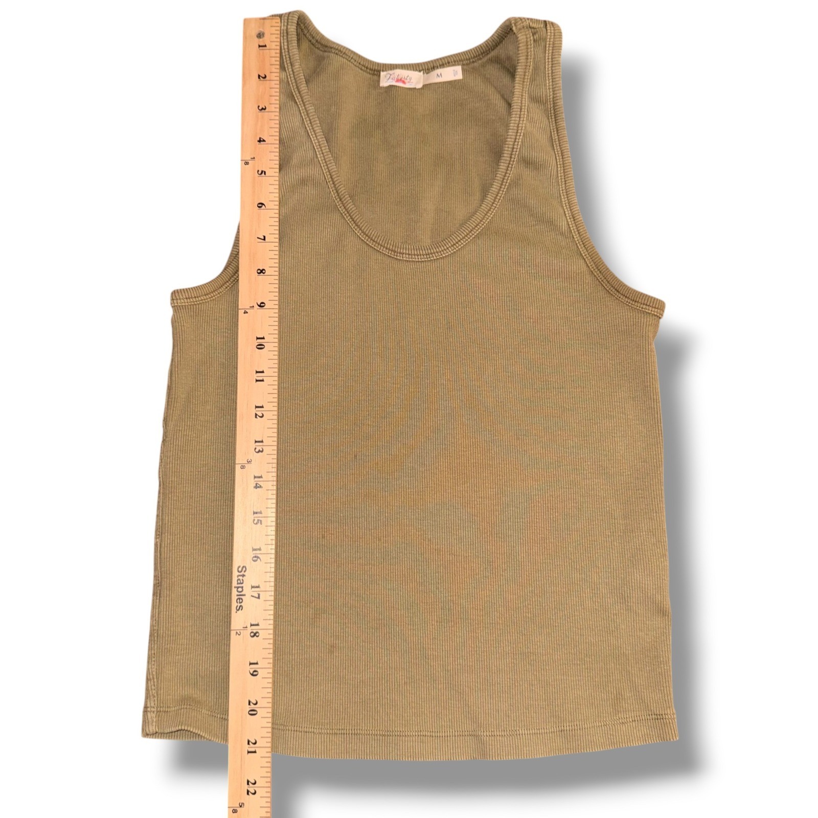 Faherty Tank Top Womens Medium Mustard Yellow Ribbed Organic Cotton WKU2402-MYO