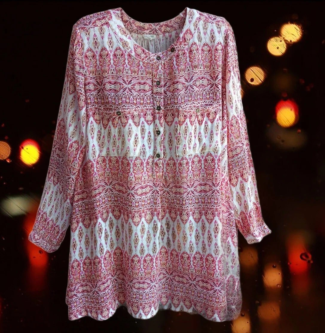 EN CREME Women’s Top Blouse Long Sleeves Floral Size S