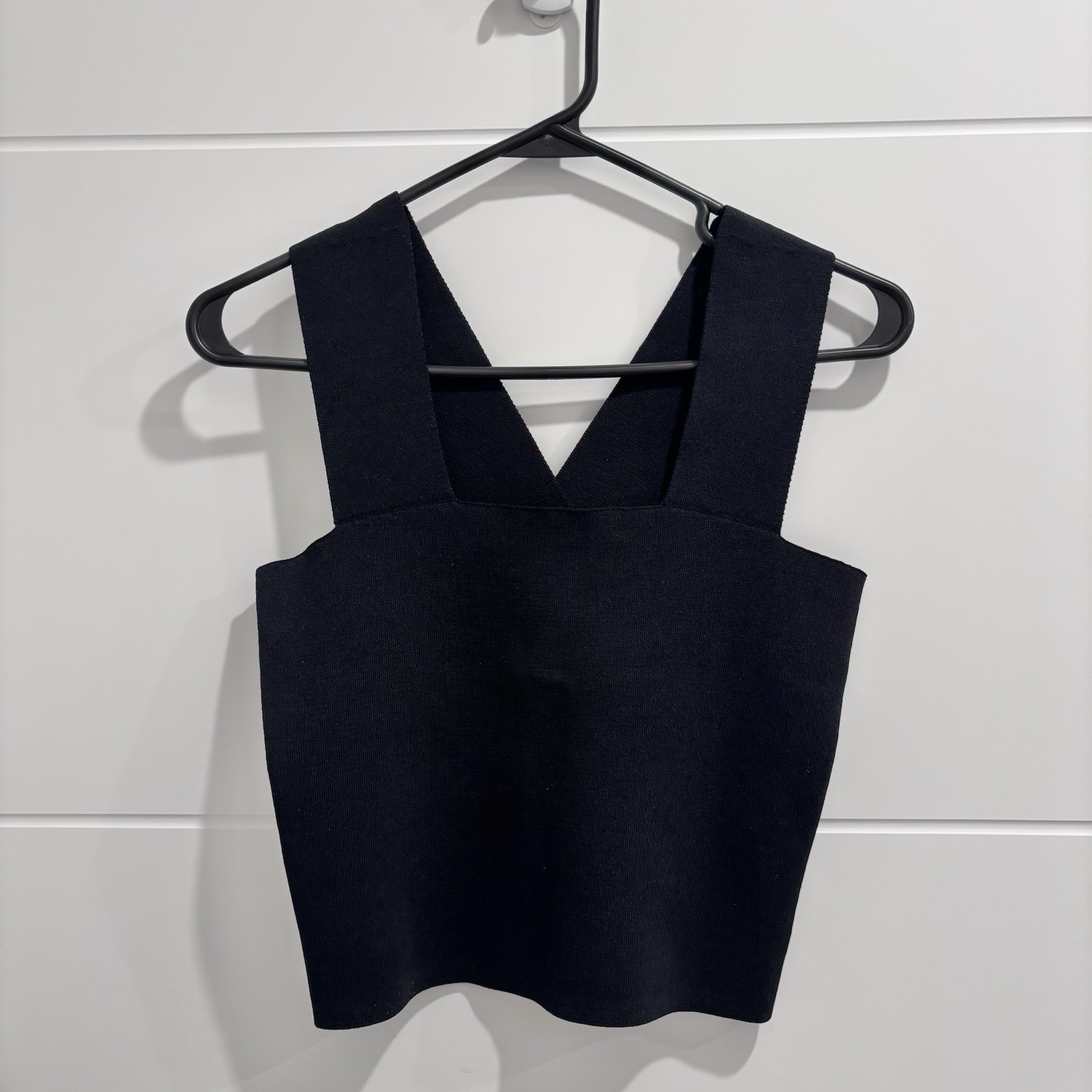 House of Harlow 1960 Tank Top Womens S Black Ribbed Cross Back Crop Minimalist