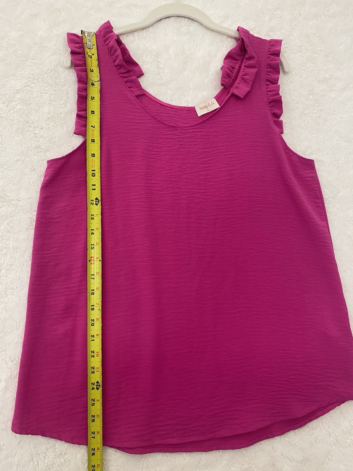 Womens Hot Pink Ruffle Sleeveless Top Size Large Textured Summer Chic
