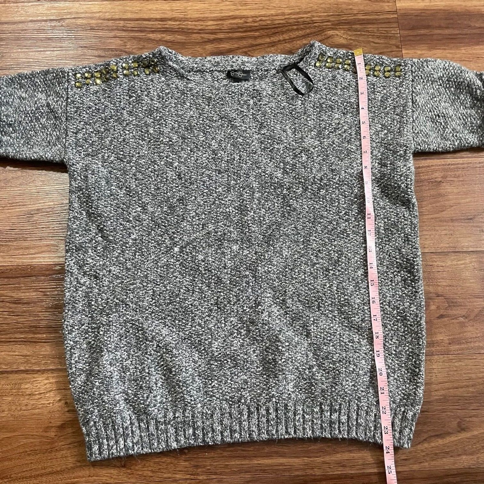 Jessica Simpson Sweater Gray Pullover Knit Pullover Short Sleeve Shirt Women’s M