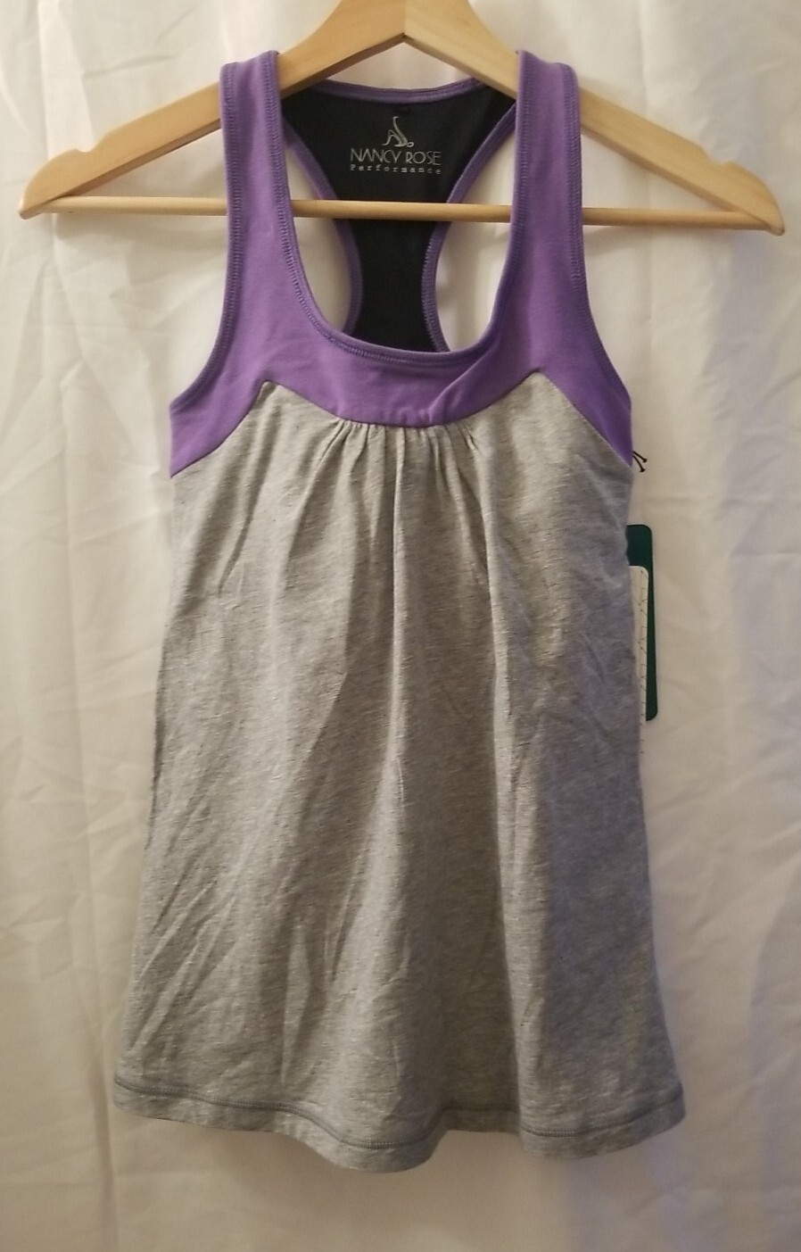Nancy Rose Performance Fitness Fusion Tank Sz 2 Purple Gray Yoga Workout Padded
