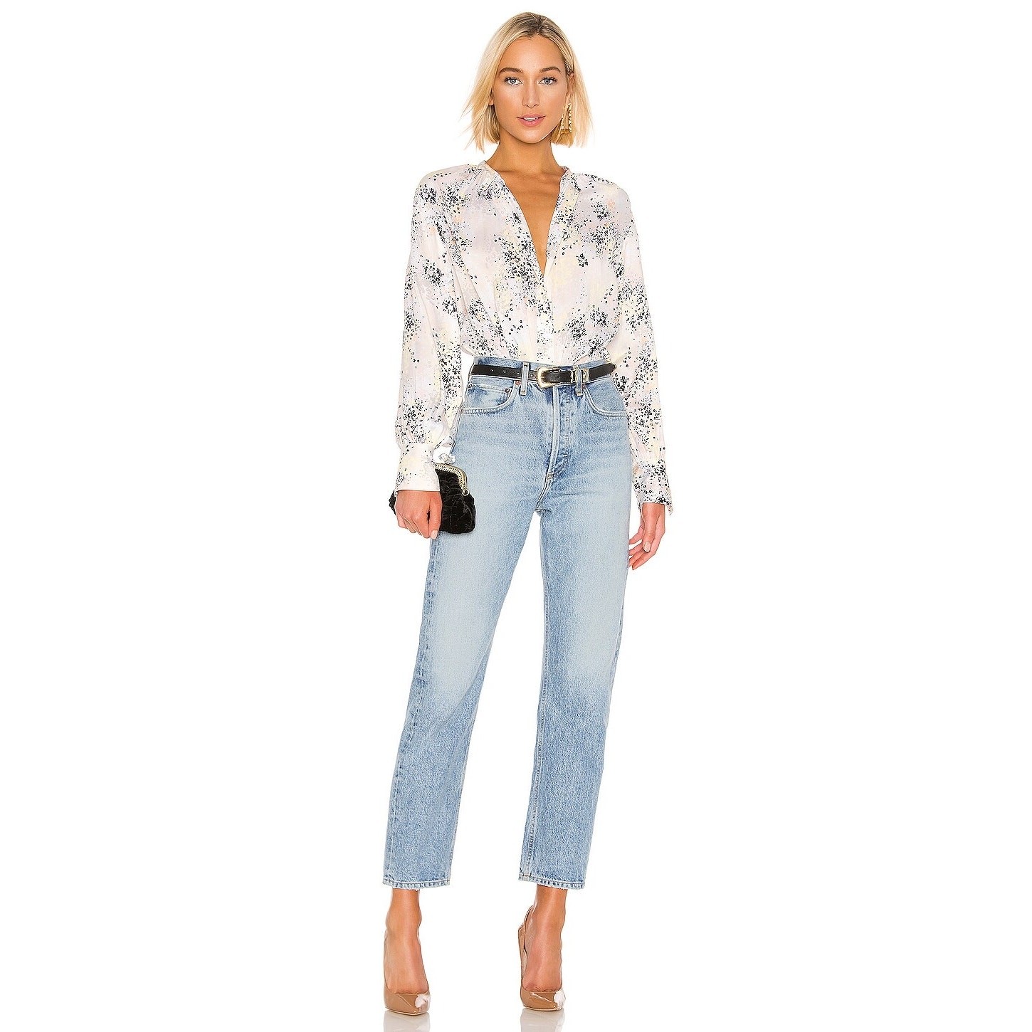 NWT Equipment Causette Silk Blouse Small Abstract Print Button Front
