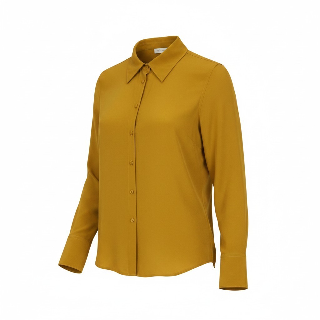 SUISTUDIO Bridgette Women Blouse UK8 XS Mustard Yellow Softshell Button Silk